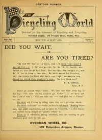 The Bicycling World, Vol 13, No 4 cover