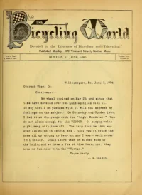 The Bicycling World, Vol 13, No 6 cover