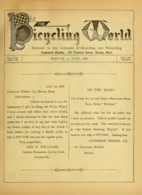 The Bicycling World, Vol 13, No 8 cover
