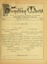 The Bicycling World, Vol 13, No 9 cover
