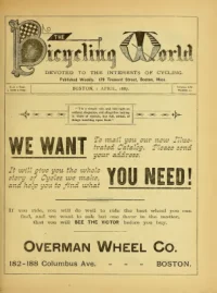 The Bicycling World, Vol 14, No 22 cover