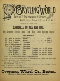 The Bicycling World, Vol 15, No 6 cover