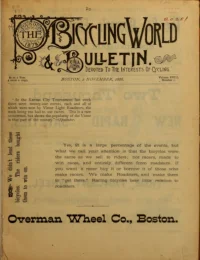 The Bicycling World, Vol 18, No 1 cover