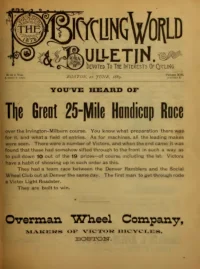 The Bicycling World, Vol 19, No 8 cover