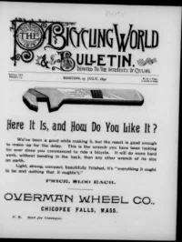 The Bicycling World, Vol 21, No 13 cover