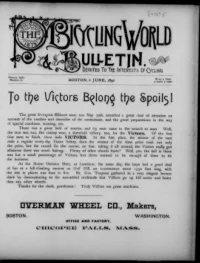The Bicycling World, Vol 21, No 6 cover