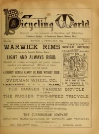 The Bicycling World, Vol 8, No 15 cover