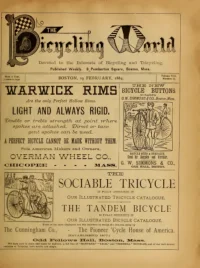 The Bicycling World, Vol 8, No 17 cover