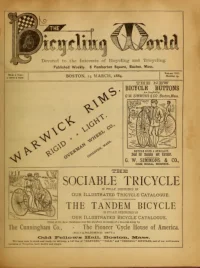 The Bicycling World, Vol 8, No 19 cover