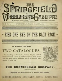 The Springfield Wheelmens Gazette, Vol 2, No 11 cover