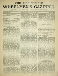 The Springfield Wheelmens Gazette, Vol 2, No 2 cover