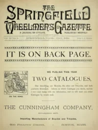 The Springfield Wheelmens Gazette, Vol 2, No 3 cover