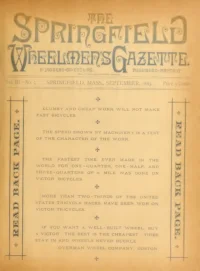 The Springfield Wheelmens Gazette, Vol 3, No 5 cover