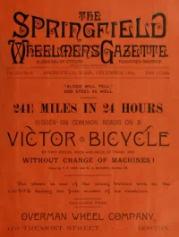 The Springfield Wheelmens Gazette, Vol 3, No 8 cover